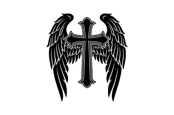 Angel Wing Cross Christian Symbol T-Shirt Designs