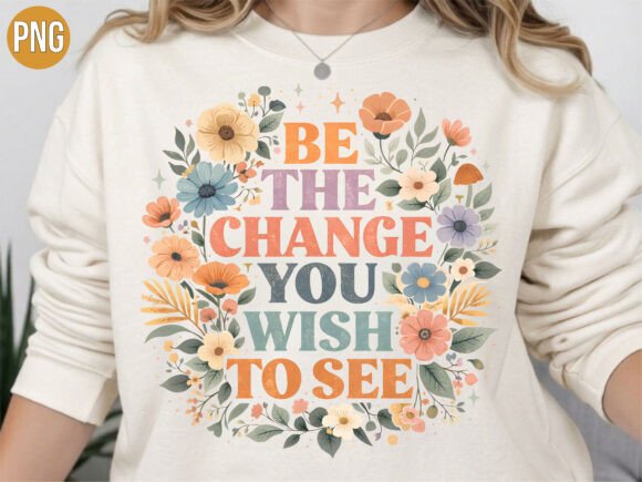 Be the Change Floral Christian PNG T-Shirt Designs
