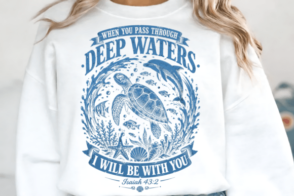 Christian Bible Verse Sea Turtle PNG for T-Shirt Designs