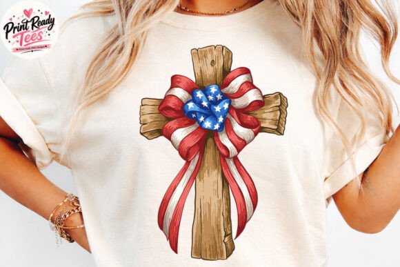 Christian Cross 4th of July PNG for T-Shirt Designs