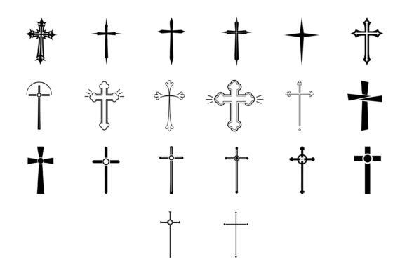 Christian Cross Icon Set for T-Shirt Designs