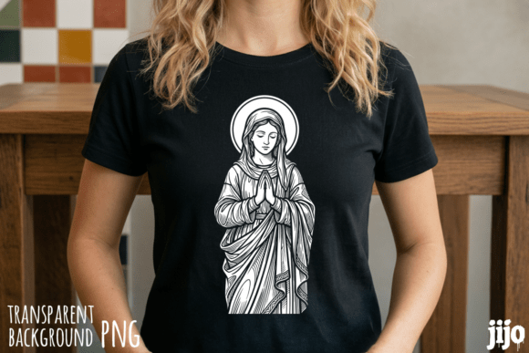 Christian Mary Prayer Angel PNG for T-Shirt Designs