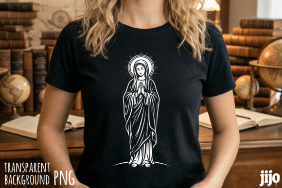 Christian Mary Praying Saint PNG for T-Shirt Designs