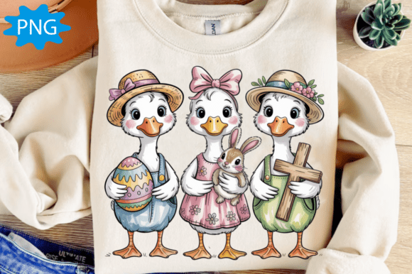 Easter Goose PNG: Farmer Easter Christian T-Shirt Designs