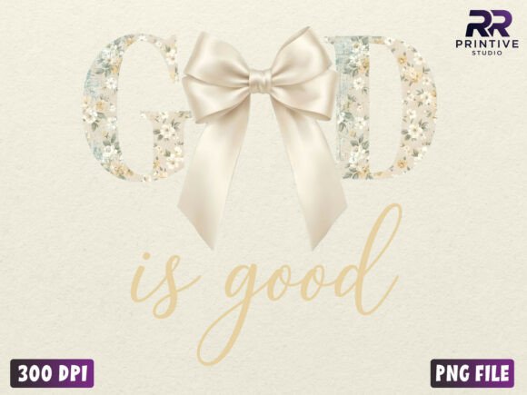 God is Good Floral Bow Christian PNG