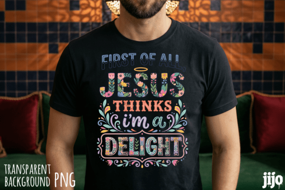 Jesus Christian Flowers Delight PNG for T-Shirt Designs