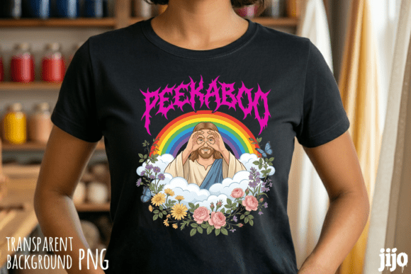 Peekaboo Jesus Rainbow Christian PNG for T-Shirt Designs