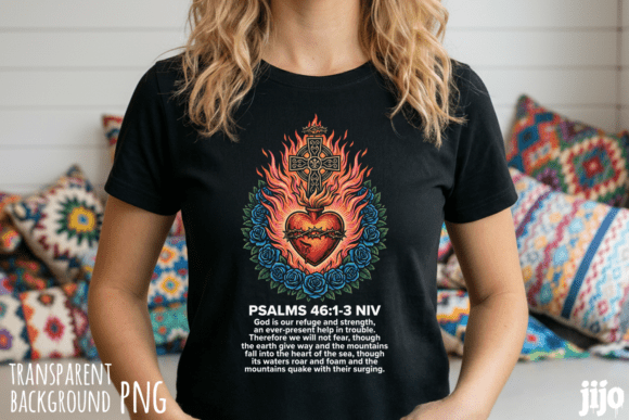 Psalms Heart Cross Christian PNG T-Shirt Designs