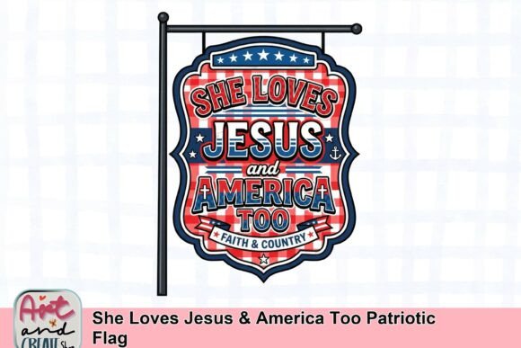 She Loves Jesus America Too Patriotic Flag T-Shirt Designs