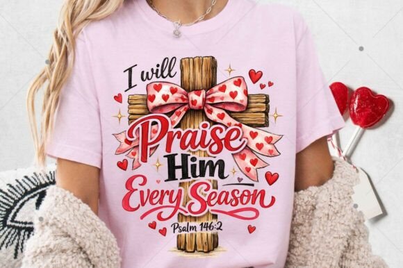 Valentine Jesus PNG: I Will Praise Him T-Shirt Designs